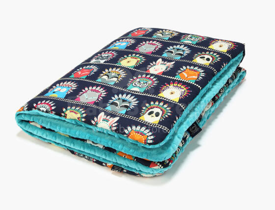 La Millou Art. 83511 Preschooler's Blanket Indian Zoo Teal Высококачественное детское двустороннее одеяло от Дизайнера Ла Миллоу (110x140 см)