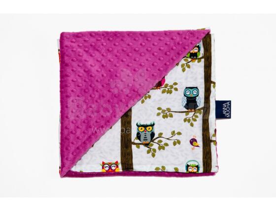 La Millou Art. 83559 Light Blanket M Owl Radio Raspberry Высококачественное детское двустороннее легкое одеяло (80x100 см)