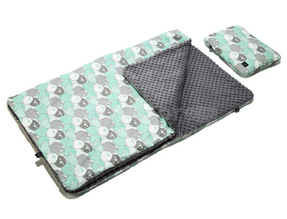 La Millou Art. 83575 Kid Kit Mint Sheep Family Grey Augstākās kvalitātes divpusēja sedziņa un spilvens
