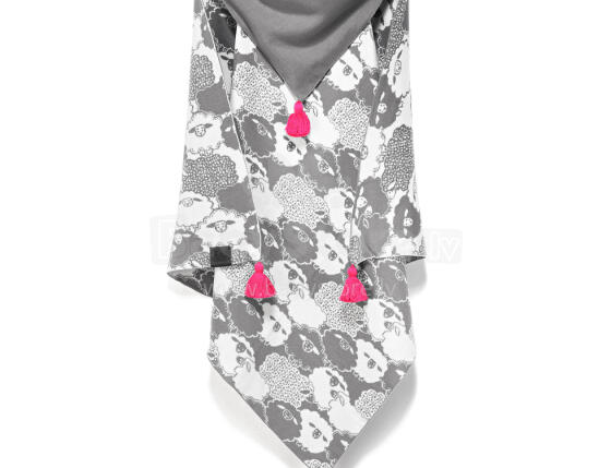 La Millou Art. 83602 Cotton Tender Blanket Pinky Grey Sheep Augstākās kvalitātes divpusēja sedziņa ar kapuci (80x80 cm) 