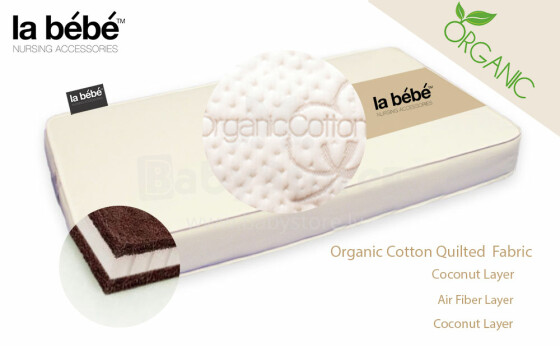 La Bebe™ Organic Cotton Coco-Air-Coco Art.83331 Mazuļu matracis standrta gultiņai 120x60cm [coco + air fiber + coco]