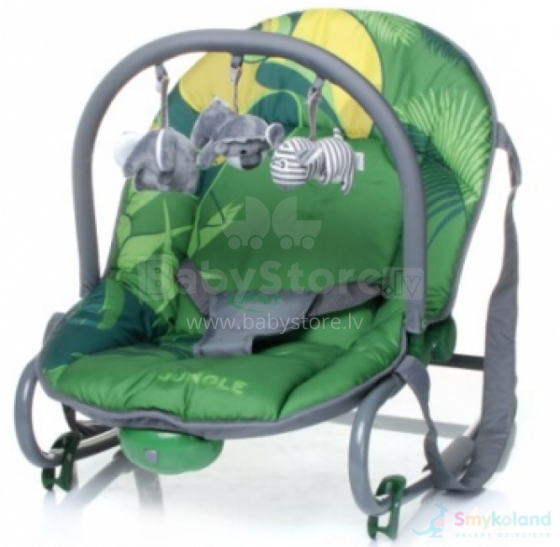 4Baby  Jungle Green Art.38924  Детский шезлонг c вибрацией
