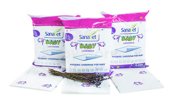 Sanaset Baby Lavender Premium Vienreiz-lietojamie autiņi ar īpaši mīkstu pārklājumu un lavandu, 1gb 60x60 cm