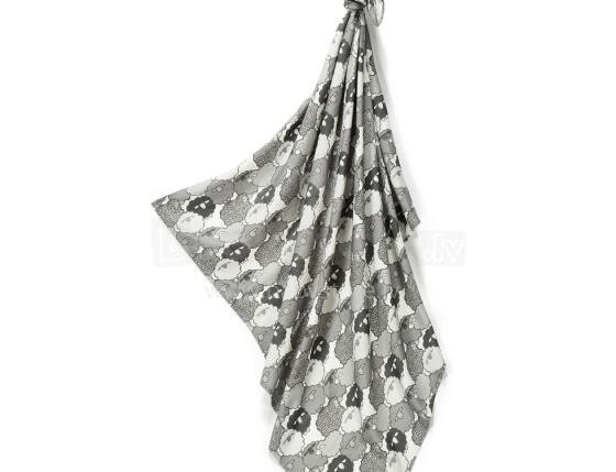 La Millou Art. 83936 Bamboo Wrap Me Up Blanket Graphite Sheep Family Augstākās kvalitātes sedziņa no bambusa ar kapuci (120x100 cm) 