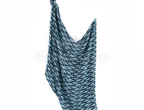 La Millou Art. 83940 Bamboo Muslin Fish Augstākās kvalitātes muslina ietināšanas autiņš no bambusa (120x100 cm) 