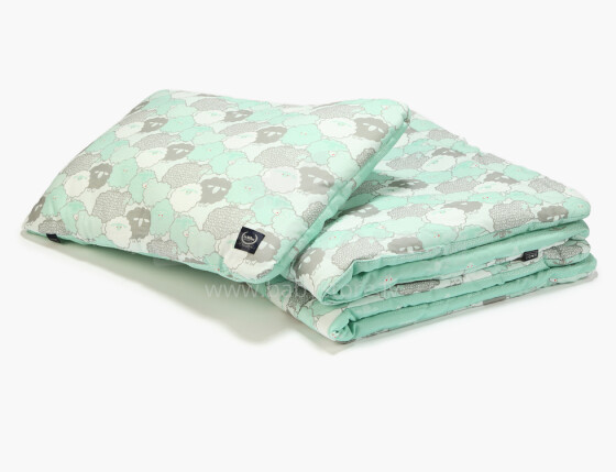 La Millou Art. 84024 Bedclouthes M Mint Sheep Family&Strips Высококачественное детское одеяло и подушка
