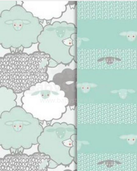 La Millou Art. 84100 Sleeping Bag M Mint Sheep Family&Strips Limitted Edition Bērnu guļammaiss ar rāvējslēdzēju