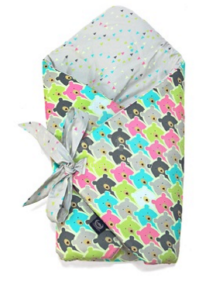 La Millou Art. 84141 Baby Horn Polar Bears&Grey Diamonds Ciets mazuļu konvertiņš (75x75 cm)