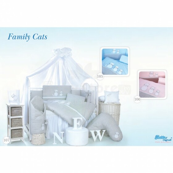 Tuttolina Art.105 Family Cats 7H - Bērnu gultas veļas komplekts