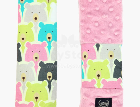 La Millou Art. 84306 Seatbelt Cover Polar Bears&Dusty Rose Мягкая накладка на ремень безопасности