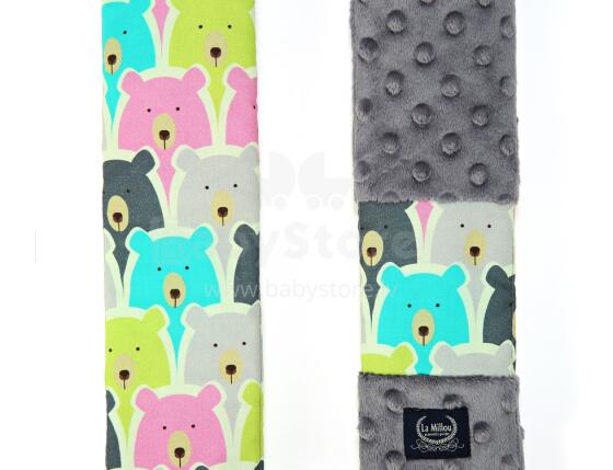 La Millou Art. 84317 Seatbelt Cover Polar Bears&Grey Мягкая накладка на ремень безопасности
