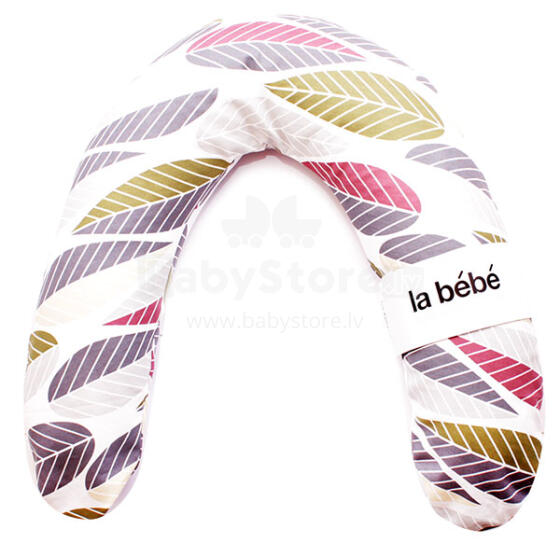 La Bebe™ Rich Maternity Pillow Art.17934 Grey Foliage Подкова для сна, кормления малыша 30x104 cm