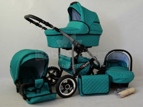 Raf-pol Qbaro menas. 84723 Universalus vaikų naujagimis šiuolaikinis vežimėlis su pripučiamais ratais 2 viename [viskas komplekte]