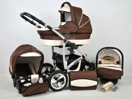 Raf-pol Largo Art. 84751 Vaikų universalus naujagimis šiuolaikinis vežimėlis su pripučiamais ratais 2 viename [viskas komplekte]