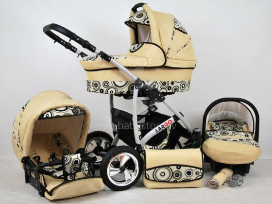 Raf-pol Largo Art. 84762 Bērnu universālie jaundzimušo moderni ratiņi ar piepūšamiem riteņiem 2 vienā [viss komplektā]