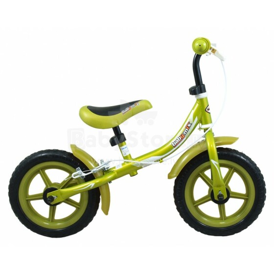 Vaikiškas motoroleris „BabyMix Green 888G Brake Balance Bike“ su metaliniu rėmeliu 12 '' ir stabdžiais