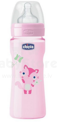Chicco'16 sveikata Art.70735.11 Plastikinis vaikų fiziologinis butelis 330ml su silikoniniu čiulptuku 4m + SI