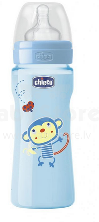 Chicco'16 Well Being Art.70723.21   Bērnu plastmasas fizioloģiskā pudelīte 250ml ar silikona knupīti  2m+ SI