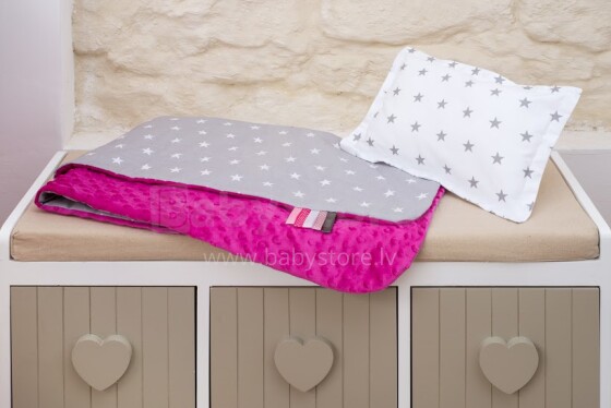 Baby Love Art.85159 Minky Set Комплект белья для коляски - мягкое двухсторонее одеяло-пледик из микрофибры + подушка