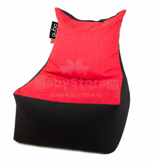 Qubo™ Lazy Cat Pouf Black&Red Art.85181 Bean Bag