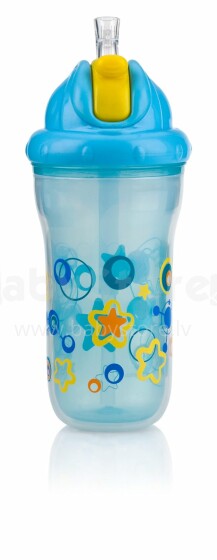 Nuby Art.9609 Flip-it Бутылочка непроливайка с соломинкой с мягким силиконовым носиком для удобного питья 270 мл