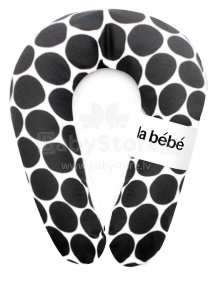 La Bebe™ Snug Cotton Nursing Maternity Pillow Art.81025 White&Black Dots Подковка для сна, кормления малыша 20*70 cm