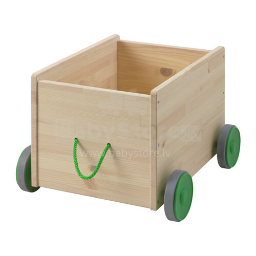 Ikea Flisat Art.102.984.20 Moderna bērnu rotaļlietu [mantu] koka kaste ar riteņiem