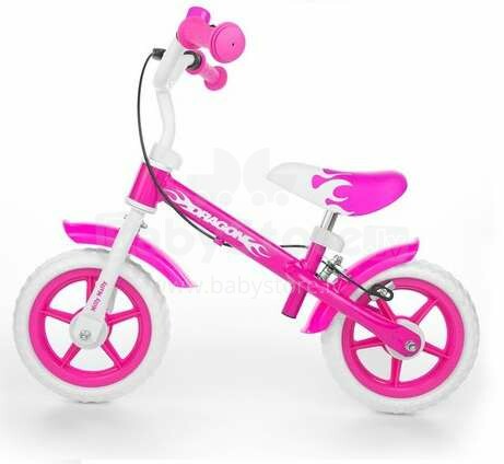 MillyMally Dragon Pink Детский велосипед - бегунок с металлической рамой и тормозом 10''