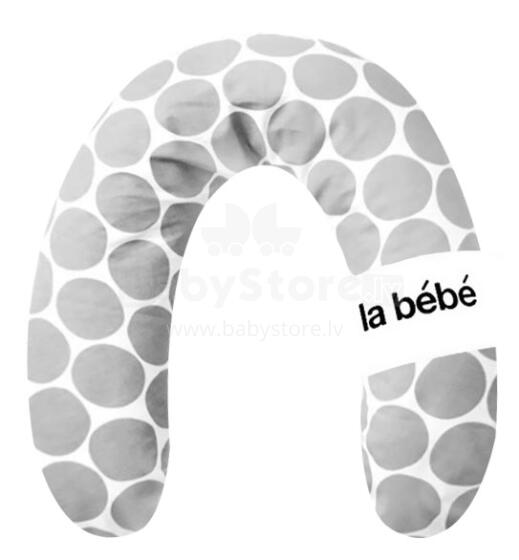 La Bebe™ Rich Cotton Nursing Maternity Pillow Art.78248 White&Grey dots Подковка для сна, кормления малыша 30x104 cm