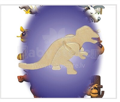 Woodcraft Art.MA1039 Koka 3D galvosūkis Tyrannosaurus