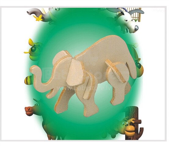 Woodcraft Art.MA1033 Деревянный 3D пазл Африканский слон