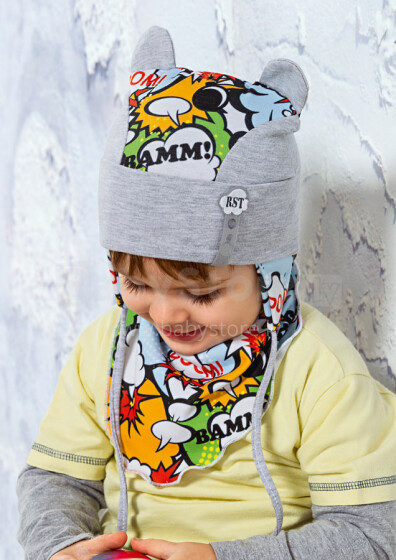 Raster Art.18/033 Gokart Детская хлопковая шапочка с завязками Весна-лето