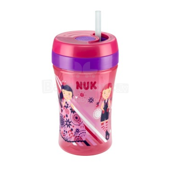 Nuk Flexi Fun Cup Pink Art.SC21  Mācību krūzīte ar salmiņu,300ml