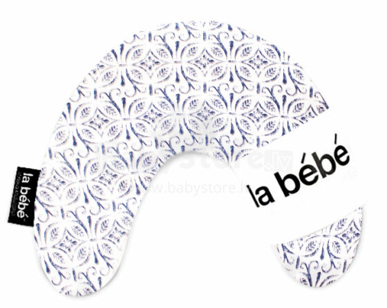 „La Bebe ™ Mimi“ medvilnės pagalvė pagal galvą. 3332 baltos / mėlynos spalvos pasagos pagalvėlė 19x46 cm