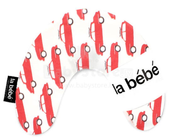 La Bebe™ Mimi Nursing Cotton Pillow Art.35608 Cars Red/White pakaviņš spilventiņš 19x46cm ceļojumiem