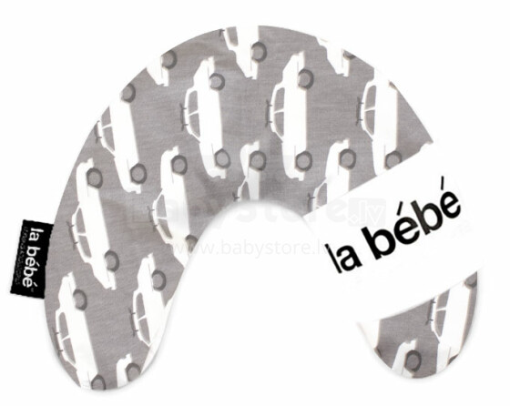„La Bebe ™ Mimi“ slaugos medvilnės pagalvėlė, 35604, baltos / tamsiai pilkos spalvos pasagos pagalvėlė, 19x46cm
