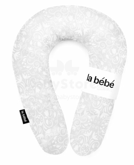 „La Bebe ™“ prigludusi medvilnės slaugos motinystės pagalvė, 8548 gėlių pilka / balta pasaga (pasaga) kūdikiui maitinti, miegoti, pasaga nėščioms moterims 20x70cm