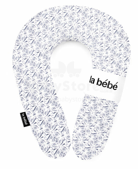 „La Bebe ™“ prigludusi medvilnės slaugos motinystės pagalvė, 85483, baltos / tamsiai mėlynos spalvos pasaga kūdikiui maitinti, miegoti, pasaga nėščioms moterims 20x70