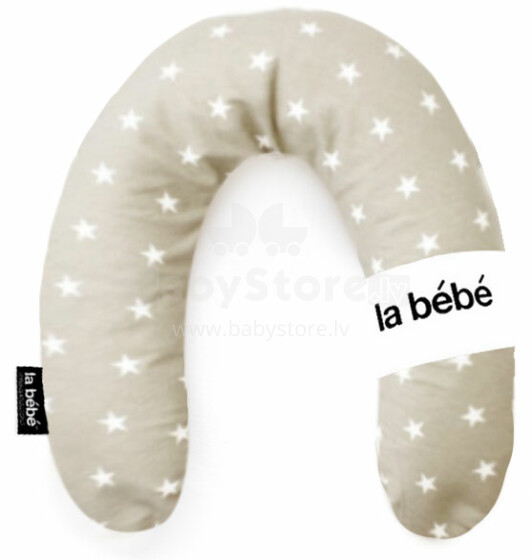 La Bebe™ Rich Cotton Nursing Maternity Pillow Art.78700 Dark beige&White stars Pakaviņš (pakavs) mazuļa barošana, gulēšanai, pakaviņš grūtniecēm, 30x104 cm