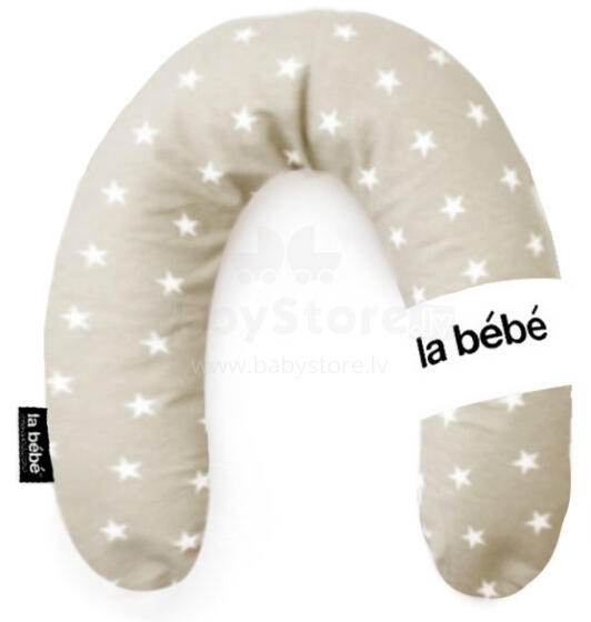 La Bebe™ Rich Cotton Nursing Maternity Pillow Art.78700 Dark beige&White stars Подковка для сна, кормления малыша 30x104 cm