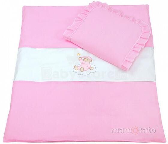 Mamo Tato Bear 75960 Col. Pink Kokvilnas ratiņu veļas komplekts no 4 daļam