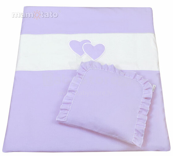 Mamo Tato Heart 75949 Col. Lavender Комплект постельного белья для коляски из 4 частей