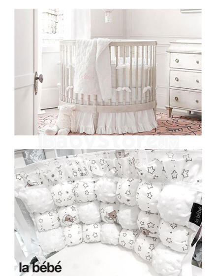 La Bebe™ Cloud L.Ed. Art.86018 Björn Cotton BomBon Bumper Bears Мягкий Бортик-охранка для детской кроватки с рюшей 60см