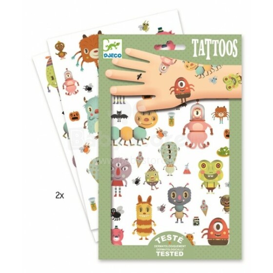 „Djeco“ tatuiruotės „Monsters Art.09581“ tatuiruočių rinkinys