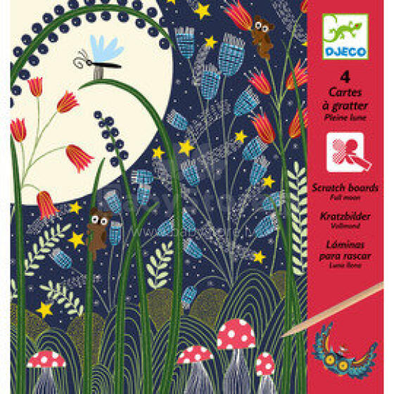 Djeco Scratch Card Fool Moon  Art.DJ09723 Rokdarbu komplekts Pilnmēness