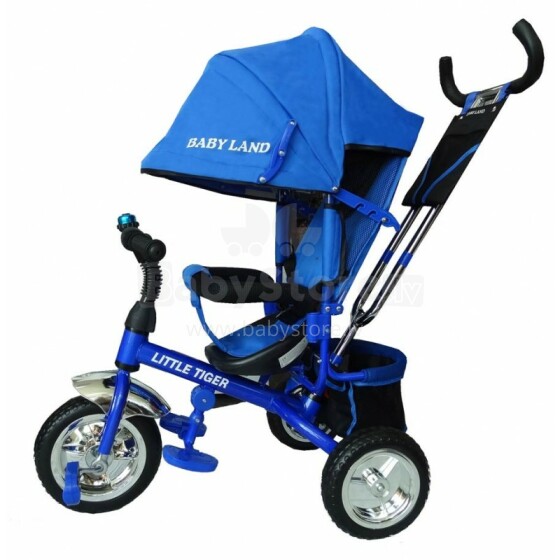 Baby Land Art.TS952 Blue Детский трехколесный  велосипед c ручкой управления и крышей