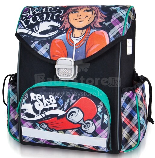 Patio Ergo School Backpack Art.86107 Школьный эргономичный рюкзак с ортопедической воздухопроницаемой спинкой [портфель, ранец] Skate Boy 40051