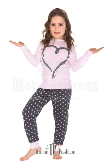 Italian Fashion Demi Pink Bērnu kokvilnas pidžama meitenēi