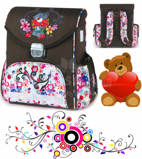 Patio Ergo School Backpack Art.86137 Bērnu ergonomiskā mugursoma [skolnieku ortopēdiskā mugursoma portfelis] TED BEAR 53068