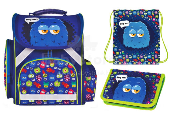 Patio Ergo School Backpack Art.86103 Patio Школьный набор -  эргономичный рюкзак, пенал и мешочек для обуви  [портфель, ранец]  Monster 54089